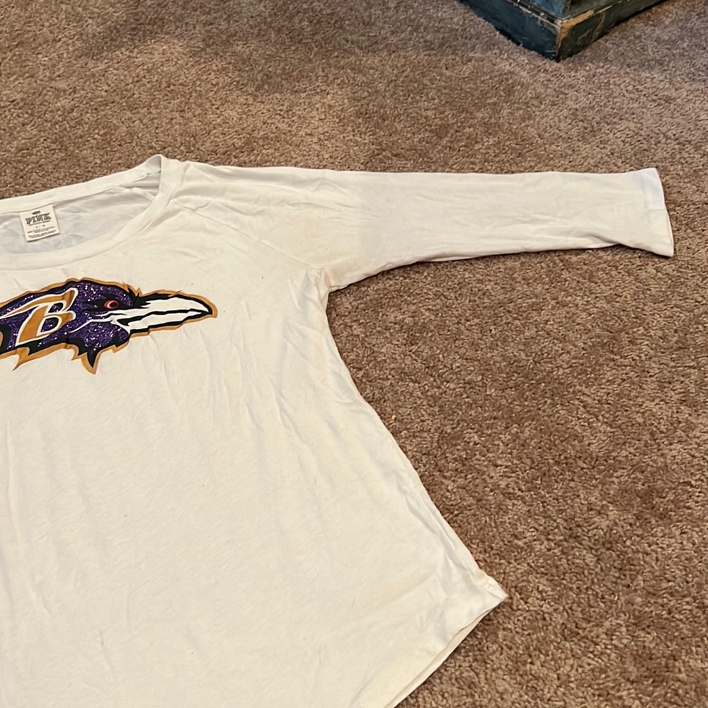 PINK Baltimore Ravens Quarter Sleeve White Tshirt